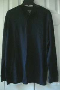 Mens Thermal Henley Size XL Slim Fit Navy Structure New - Picture 1 of 2