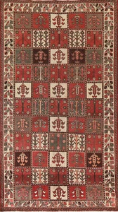 Vintage Tribal Checked Bakhtiari Area Rug 5'x9' Wool Hand-knotted Nomadic Carpet - Picture 1 of 23