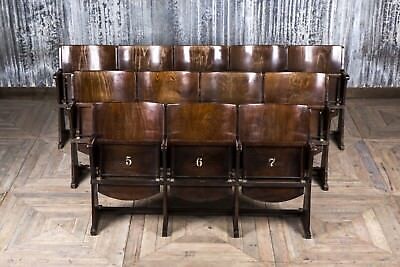 Cinema Seats Wooden Theatre Chairs Up To 5 Seat Vintage Folding Cinema Benches • 225£