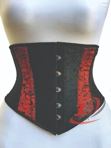 Women underbust black red Brocade Steel Boned waist trainer body shaper corsets - Picture 1 of 6