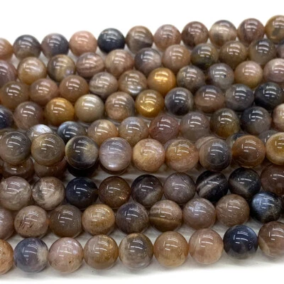 Natural Genuine Black Gold Sunstone Round Beads Bracelet Necklace Design Jewelry - Image 1 of 4