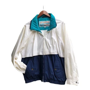 Vintage Windbreaker Jacke Full Zip leicht Retro 90er Color Block türkis Large - Bild 1 von 9