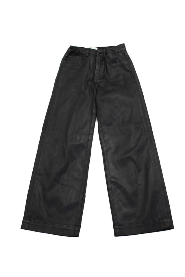 DL1961 女式棉质拉链纽扣衬里紧身腿裤黑色 14 码 — 第 1/4 张图片