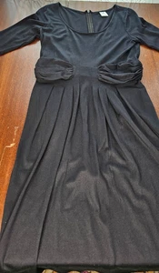 PERUVIAN CONNECTION Kleid schwarz 3/4 Arm Pima-Baumwollmischung geraffte Taille Gr. M - Bild 1 von 7