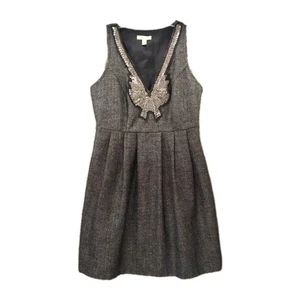 Mini Vestido Silence + Noise Tweed Talla 6 Gris Negro Plata Cuentas Brillo Antro - Imagen 1 de 7