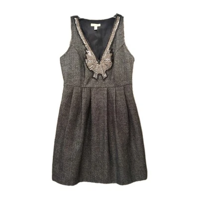 Mini Vestido Silence + Noise Tweed Talla 6 Gris Negro Plata Cuentas Brillo Antro Foto 1 de 4
