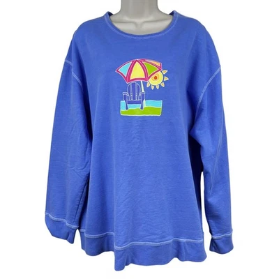 Sudadera Fresh Produce Cuello Redondo Manga Larga Algodón Playa Gráfico EE. UU. Azul XL Foto 1 de 4