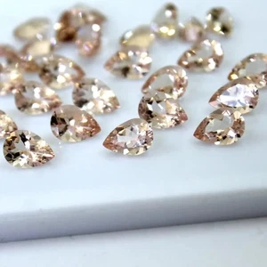 AAA Peach Morganite Natural Pear Cut Faceted Loose Gemstone Making All Jewelry - Picture 1 of 10