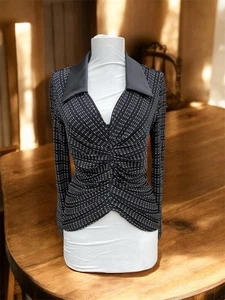La Nuit Vintage Women's Ruched Black & White Top - Size M - Retro Glam - Picture 1 of 7