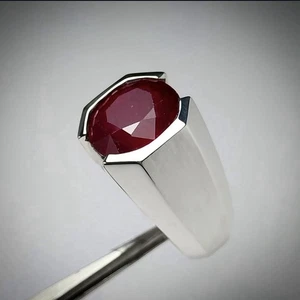 Anillo de rubí de 7 quilates, rubí natural anillo Yaqoot de plata de ley 925 para hombre - Imagen 1 de 3