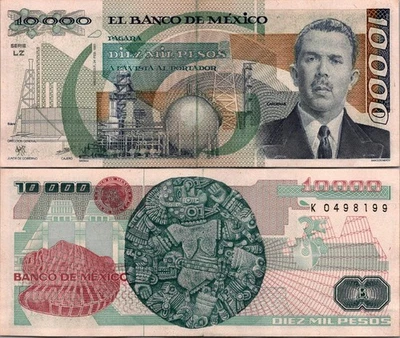Mexico 10,000 Pesos 1987 - 1991 Pick # 89 CVF - CXF - Image 1 of 2