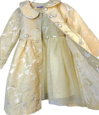 NWT Blueberi Boulevard Girls 2-Piece Yellow Dress & Coat Set Size 6 RAA10418 - Image 1 of 4