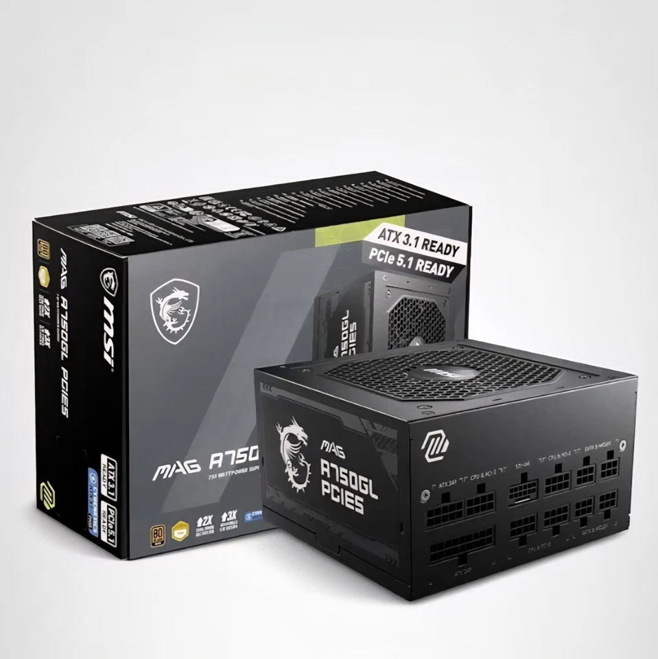 MSI - MAG A750GL PCIE 5 750W ATX 3.1 Full Modular 80+ Gold Gaming Power Supply - Image 1 of 4