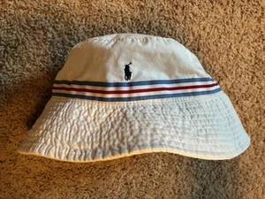 Ralph Lauren Bucket Hat Vintage Kids Youth White With Trim - Picture 1 of 9