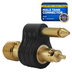 Conector de línea de combustible macho NPT de latón de 1/4 pulgadas 2 clavijas, OMC Johnson Evinrude - Imagen 1 de 8