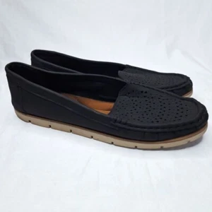 Mocasines Jabasic para mujer 9 negros sin cordones planos informales penny mocasines ligeros - Imagen 1 de 10
