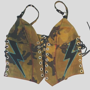 AGATHA NYC Custom Leather top Camouflage lacing appliqué inlay one of a kind - Picture 1 of 8