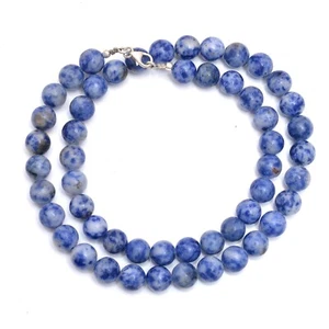Blue Sodalite Smooth Round Beads Necklace, Sodalite Beaded Gemstone Jewelry - Picture 1 of 3