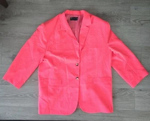 ASOS DESIGN Curve Oversized Grandad Shoulder Pad Boxy Neon Pink Blazer Jacket 16 - Bild 1 von 9