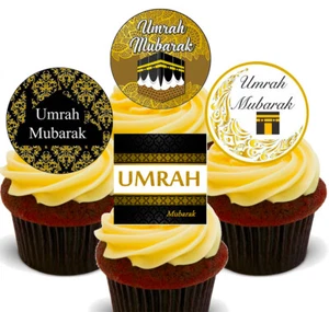 Umrah Mubarak Edible Stand-up Fairy Cup Cake Toppers, Islam Muslim Pilgrimage - Picture 1 of 6