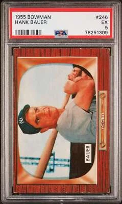 Bowman #246 1955 Hank Bauer PSA 5 Yankees (1309) Foto 1 de 2