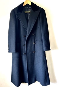 Vtg. David Green Wool Double Breasted Long Black Coat XS Black - Picture 1 of 20