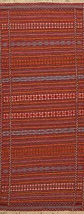 Geometric Kilim-Sumak Hand-woven Runner Rug Tribal Oriental Wool Carpet 2'x6' - Picture 1 of 12