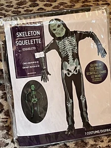 Glow in the dark Skeleton Halloween Costume Child Size Medium 8-10 New - Picture 1 of 3