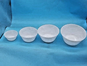 White Federal Milk Glass Oven Ware Mixing Nesting Bowls Set Of 4 Double Rim - Picture 1 of 11