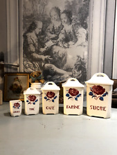 Série de 5 pots à épices rétro en faïence de Badonviller - Motifs Rose
