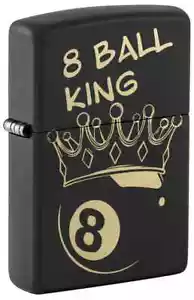 Zippo 46291, Billiards-8 Ball King Design, Black Matte Lighter, NEW - Picture 1 of 3