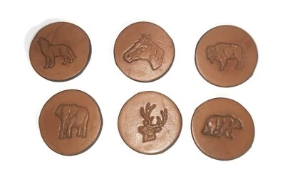 LEATHER ANIMAL Magnet Set - 6pc Handmade Decorative Board Refrigerator Office - Image 1 of 4