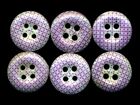 Set of 6 Purple Antique China Calico Buttons