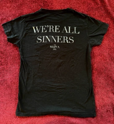 MADONNA WE ARE ALL SINNERS MDNA RARE BLACK SHIRT I AM TOUR LARGE WOMENS BOY TOY - Image 1 of 4