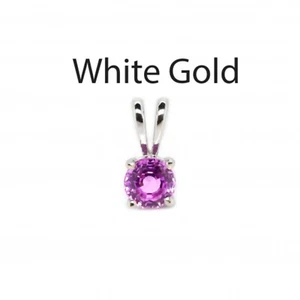 Pink Sapphire Round 0.69 Carat Solitaire Pendant In 14k White Gold (54043) - Picture 1 of 5