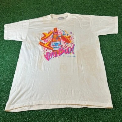Camiseta De Colección Budweiser Viva Bud 1990 Estampado Gráfico Hecha en EE. UU. Para Hombres Extra Grande Foto 1 de 4