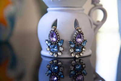 Pendiente Baublebar Statement plata azul púrpura cristal NUEVO Foto 1 de 3