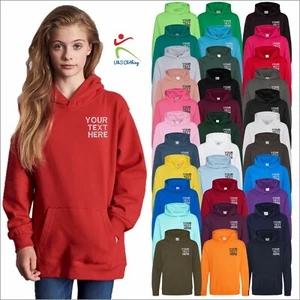Personalised Custom Embroidered AWDis Kids Hoodie Pullover Hooded Jumper Hoody - Picture 1 of 72