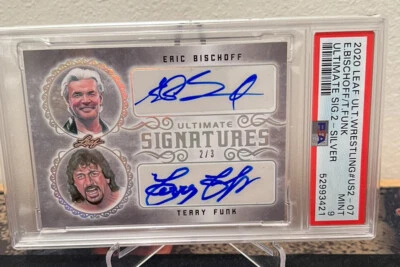 Terry Funk Eric Bischoff 2020 Leaf Dual Auto 2/3 Silver Psa 9 Pop 1 Ultimate - Image 1 of 4