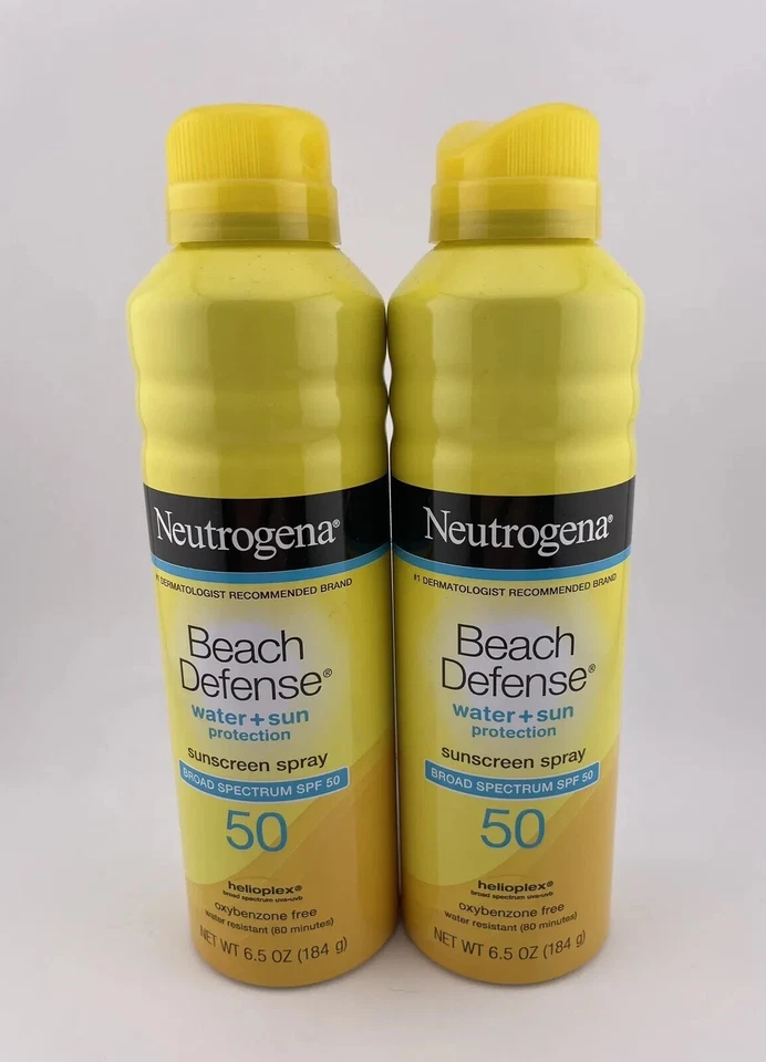 Paquete de 2 lociones en aerosol protectoras solares Neutrogena Beach Defense FPS 50, caducidad 04/2024 Foto 1 de 1