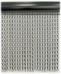 GRIS Ancho Doble Gancho Cadena Mosquitera Puerta Cortina 120x210cm - Cabecera a Juego - Imagen 1 de 1