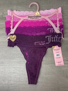 5-Pack Juicy Couture Soft Lace Thong Panties Multicolor Size Large New With Tags - Picture 1 of 16