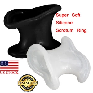 1-2Pc Men Male Scrotum Testicle Squeeze Rings Soft Stretcher Enhancer Delay Ball - Picture 1 of 17