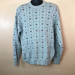 Authentic Issue Gray Colorblock Rectangle Grandpa Sweater Men XXL Vintage 90s - Picture 1 of 6