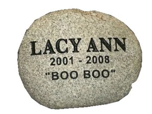 pet memorial grave marker -9" personalized - custom engraved - river rocks - Picture 1 of 3