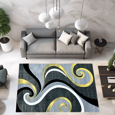 Alfombra geométrica contemporánea abstracta moderna pila de felpa gruesa tallada a mano premium Foto 1 de 4