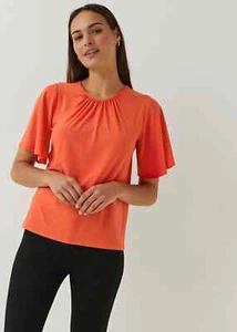 BNWT ET VOUS Orange Print Angel Sleeve Top sz 8 10 12 18 20 (ST08)