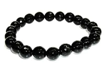 PULSERA de ONIX 100% natural Facetado 8 mm. Nueva. Ajustable - Imagen 1 de 2