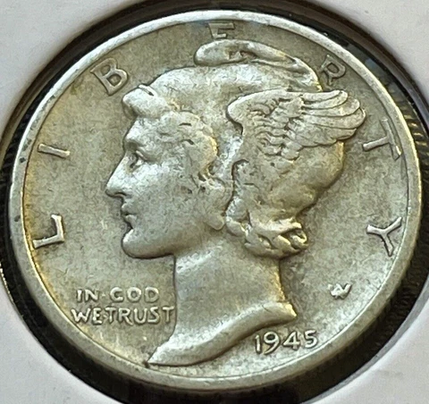 1945-S Micro S Mercury Liberty Dime 90% Silver VF to Extra Fine XF Cover