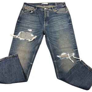 Pantalones de mezclilla Zara para hombre 36 desgastados lavado medio calce relajado Y2K grunge - Imagen 1 de 10